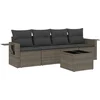 Image de vidaXL - 5-delige - Loungeset - met - kussens - poly - rattan - grijs