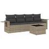Image de vidaXL - 5-delige - Loungeset - met - kussens - poly - rattan - lichtgrijs