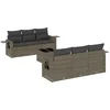 Image de vidaXL - 7-delige - Loungeset - met - kussens - poly - rattan - grijs