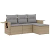 Image de vidaXL - 4-delige - Loungeset - met - kussens - poly - rattan - beige
