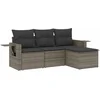 Image de vidaXL - 4-delige - Loungeset - met - kussens - poly - rattan - grijs