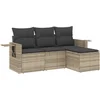 Image de vidaXL - 4-delige - Loungeset - met - kussens - poly - rattan - lichtgrijs