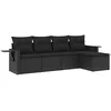 Image de vidaXL - 5-delige - Loungeset - met - kussens - poly - rattan - zwart