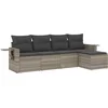 Image de vidaXL - 5-delige - Loungeset - met - kussens - poly - rattan - lichtgrijs