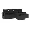 Image de vidaXL - 6-delige - Loungeset - met - kussens - poly - rattan - zwart