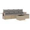 Image de vidaXL - 6-delige - Loungeset - met - kussens - poly - rattan - beige