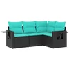 Image de vidaXL - 4-delige - tuinbankset - met - kussens, - zwart - polyrotan