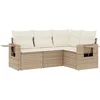Image de vidaXL - 4-delige - Loungeset - met - kussens - poly - rattan - beige