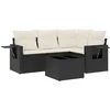Image de vidaXL - 5-delige - Loungeset - met - kussens - poly - rattan - zwart