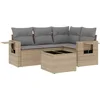 Image de vidaXL - 5-delige - Loungeset - met - kussens - poly - rattan - beige