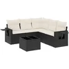 Image de vidaXL - 6-delige - Loungeset - met - kussens - poly - rattan - zwart