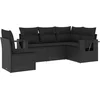 Image de vidaXL - 5-delige - Loungeset - met - kussens - poly - rattan - zwart