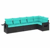 Image de vidaXL - 6-delige - tuinbankset - met - kussens - van - zwart - polyrotan
