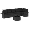 Image de vidaXL - 7-delige - Loungeset - met - kussens - poly - rattan - zwart