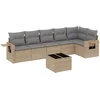 Image de vidaXL - 7-delige - Loungeset - met - kussens - poly - rattan - beige
