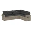 Image de vidaXL - 6-delige - Loungeset - met - kussens - poly - rattan - lichtgrijs