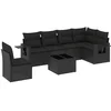 Image de vidaXL - 7-delige - Loungeset - met - kussens - poly - rattan - zwart