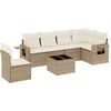 Image de vidaXL - 7-delige - Loungeset - met - kussens - poly - rattan - beige