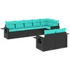 Image de vidaXL - 8-delige - tuinbankset - met - kussens, - zwart - polyrotan