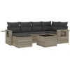 Image de vidaXL - 7-delige - Loungeset - met - kussens - poly - rattan - lichtgrijs