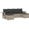 Image de vidaXL - 6-delige - Loungeset - met - kussens - poly - rattan - lichtgrijs