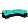 Image de vidaXL - 8-delige - tuinbankset - met - kussens, - zwart - polyrotan