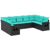 Image de vidaXL - 9-delige - tuinbankset - met - kussens - van - zwart - polyrotan