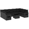 Image de vidaXL - 10-delige - Loungeset - met - kussens - poly - rattan - zwart