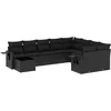 Image de vidaXL - 10-delige - Loungeset - met - kussens - poly - rattan - zwart