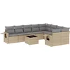 Image de vidaXL - 10-delige - Loungeset - met - kussens - poly - rattan - beige