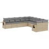 Image de vidaXL - 10-delige - Loungeset - met - kussens - poly - rattan - beige