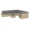 Image de vidaXL - 11-delige - Tuinset - met - kussens - poly - rattan - beige