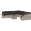 Image de vidaXL - 11-delige - Loungeset - met - kussens - poly - rattan - lichtgrijs