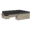 Image de vidaXL - 11-delige - Loungeset - met - kussens - poly - rattan - lichtgrijs