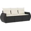 Image de vidaXL - 3-delige - Loungeset - met - kussens - poly - rattan - zwart