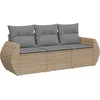 Image de vidaXL - 3-delige - Loungeset - met - kussens - poly - rattan - beige