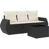 Image de vidaXL - 4-delige - Loungeset - met - kussens - poly - rattan - zwart