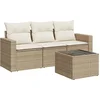 Image de vidaXL - 4-delige - Loungeset - met - kussens - poly - rattan - beige