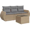 Image de vidaXL - 4-delige - Loungeset - met - kussens - poly - rattan - beige