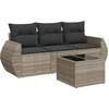 Image de vidaXL - 4-delige - Loungeset - met - kussens - poly - rattan - lichtgrijs