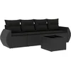 Image de vidaXL - 5-delige - Loungeset - met - kussens - poly - rattan - zwart