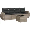 Image de vidaXL - 5-delige - Loungeset - met - kussens - poly - rattan - lichtgrijs