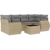 Image de vidaXL - 7-delige - Loungeset - met - kussens - poly - rattan - beige