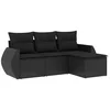 Image de vidaXL - 4-delige - Loungeset - met - kussens - poly - rattan - zwart