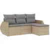 Image de vidaXL - 4-delige - Loungeset - met - kussens - poly - rattan - beige