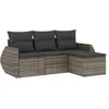 Image de vidaXL - 4-delige - Loungeset - met - kussens - poly - rattan - grijs