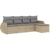 Image de vidaXL - 5-delige - Loungeset - met - kussens - poly - rattan - beige