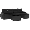 Image de vidaXL - 6-delige - Loungeset - met - kussens - poly - rattan - zwart