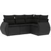 Image de vidaXL - 4-delige - Loungeset - met - kussens - poly - rattan - zwart