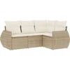 Image de vidaXL - 4-delige - Loungeset - met - kussens - poly - rattan - beige